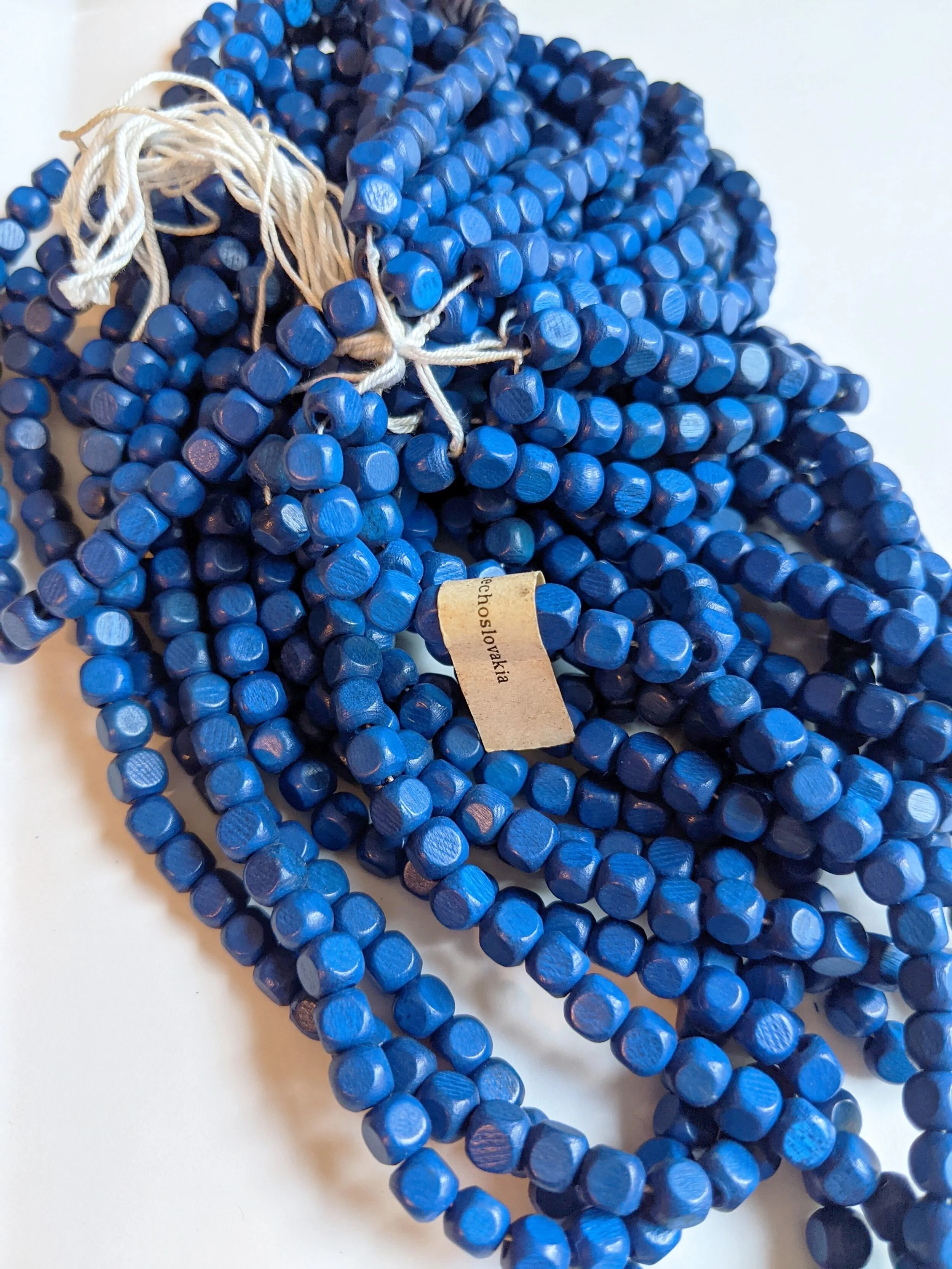 Vintage Wooden Cube Beads