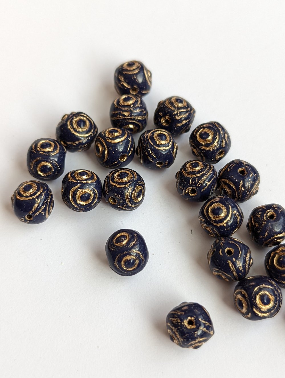 Vintage Gilded Blue Glass Rounds