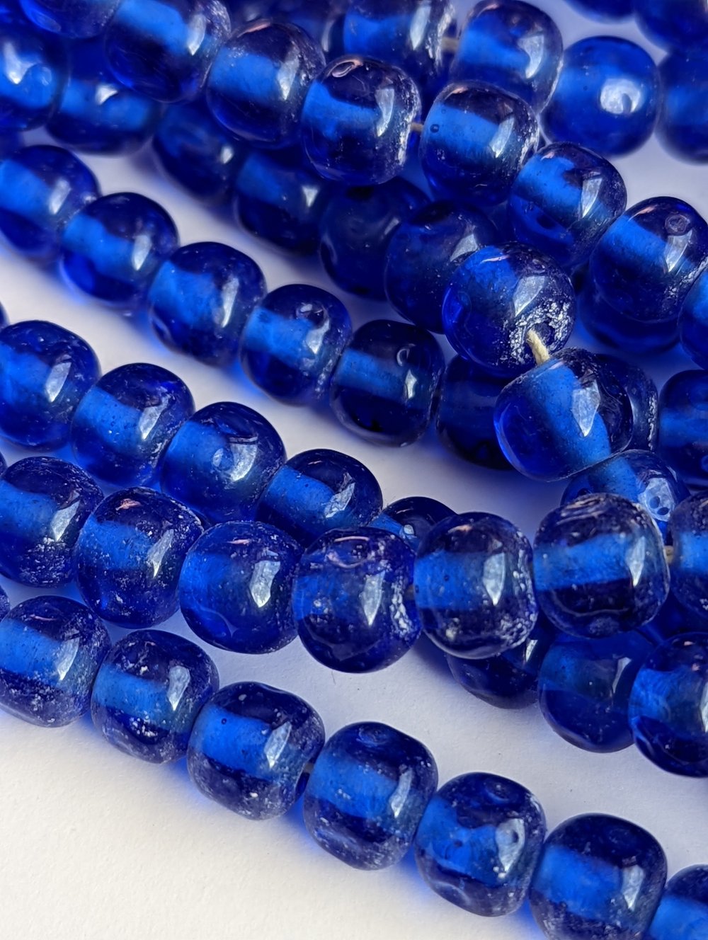  Mid-Century Japanese Dimpled Blue Glass Beads