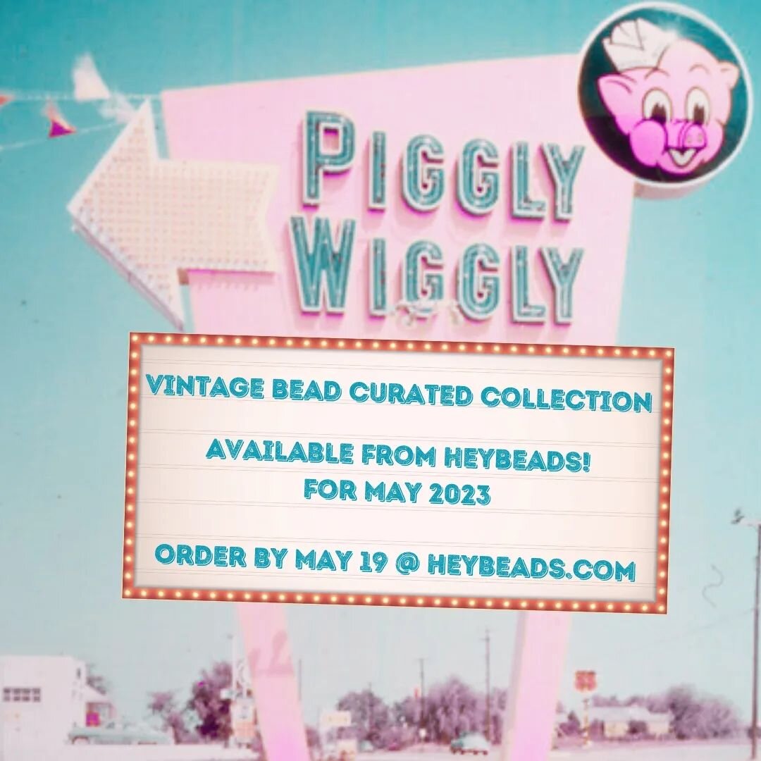 Our collection this month will tickle you pink! Introducing Piggly Wiggly the vintage curated bead collection, available for May 2023. 
📿🐷📿
We have all sizes available, even a couple larges this month! Be sure to visit our website to see the repre