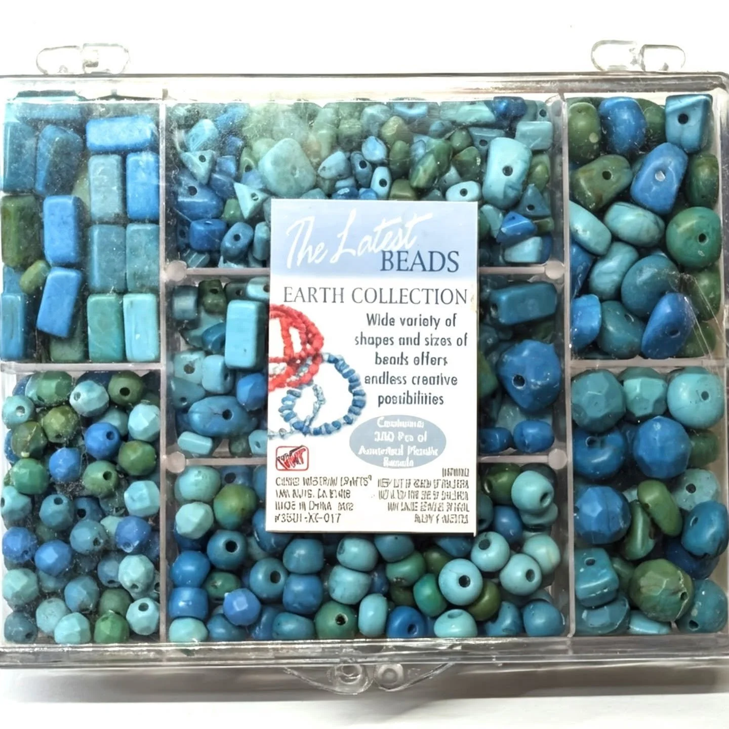 Do your kids want to bead with you, but you don't want them to use your precious glass and fancies? This is the perfect compromise! Vintage 2002 Westrim Crafts turquoise style assorted box collection. Put together from a destash where we got several 