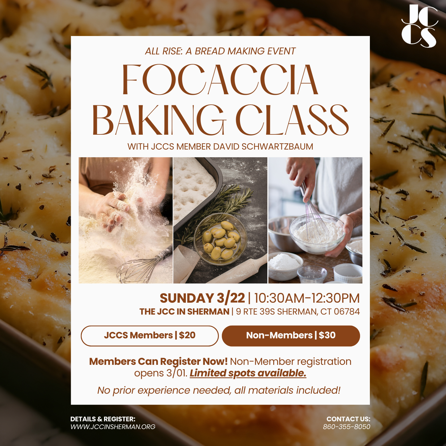All Rise: A Bread Making Event | Focaccia Baking Class