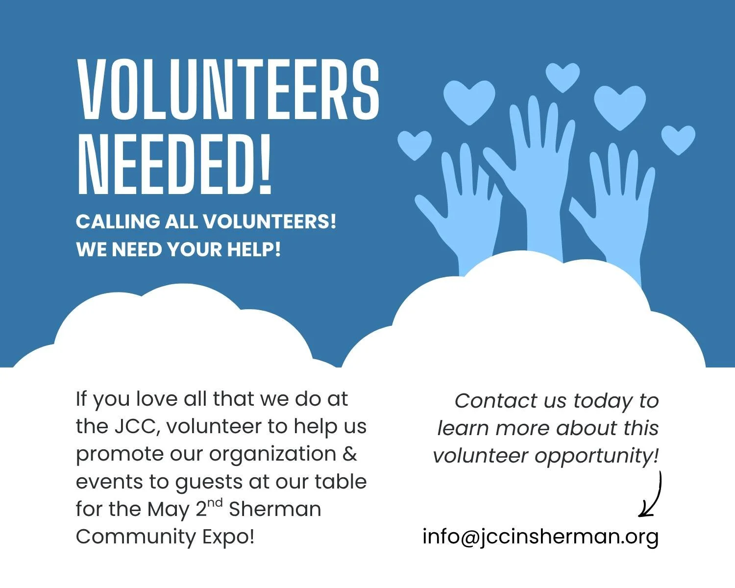 Reach out to Megan at info@jccinsherman.org for more info!