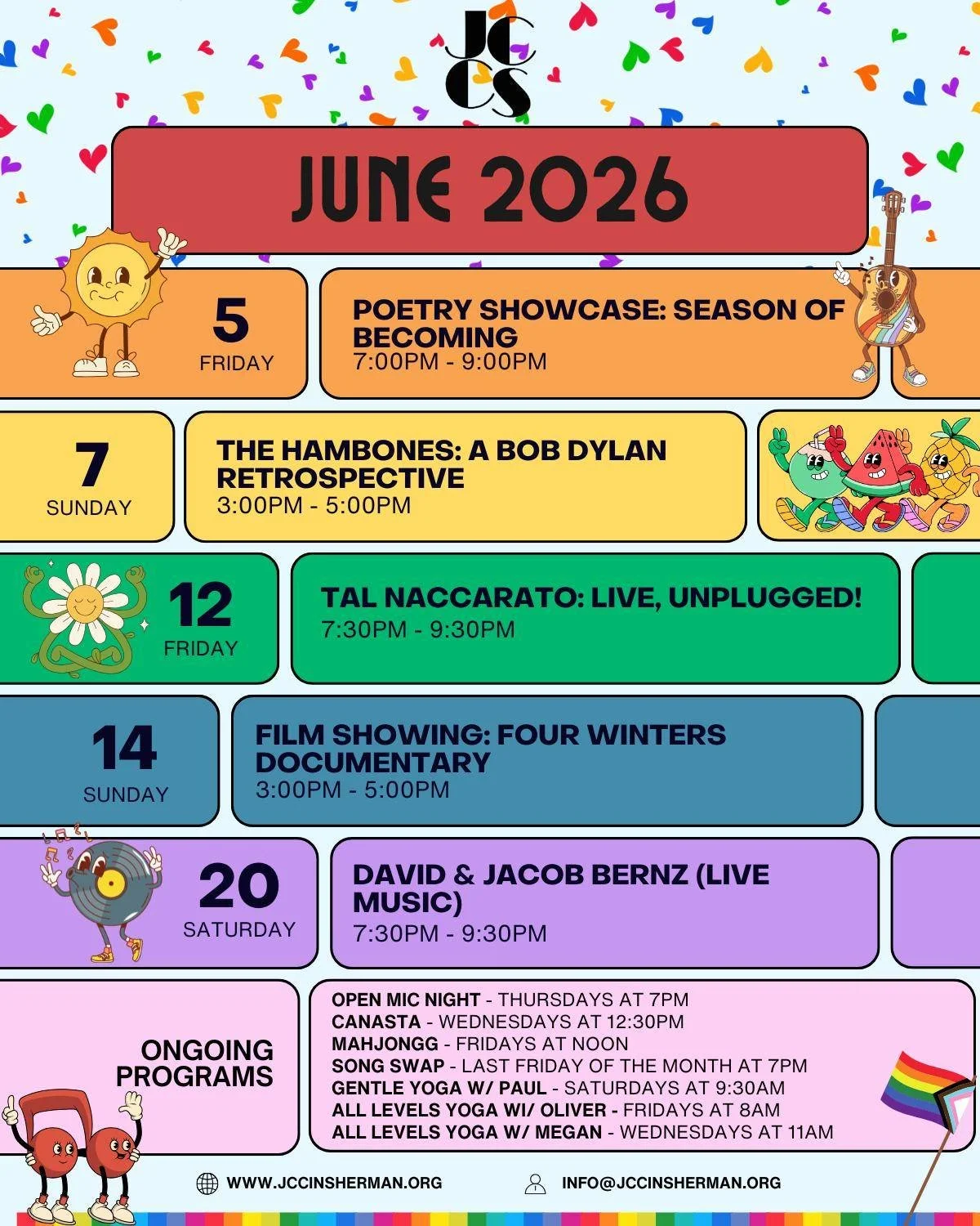WELCOME JUNE!
__

Sign up for these great events:
⭐860-355-8050
⭐www.jccinsherman.org