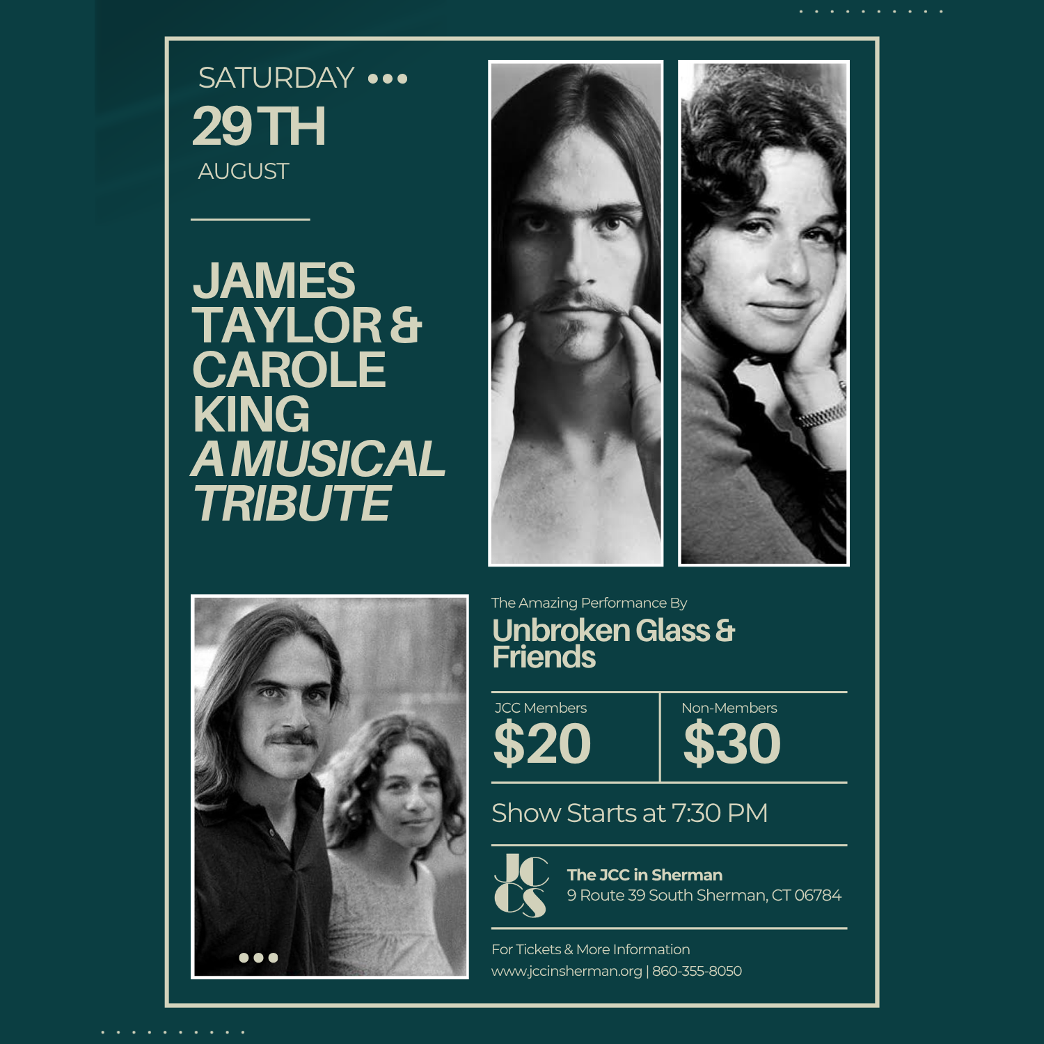 James Taylor &amp; Carole King Musical Tribute with Unbroken Glass &amp; Friends