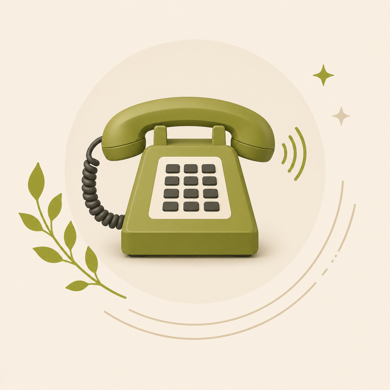 green phone on office desk
