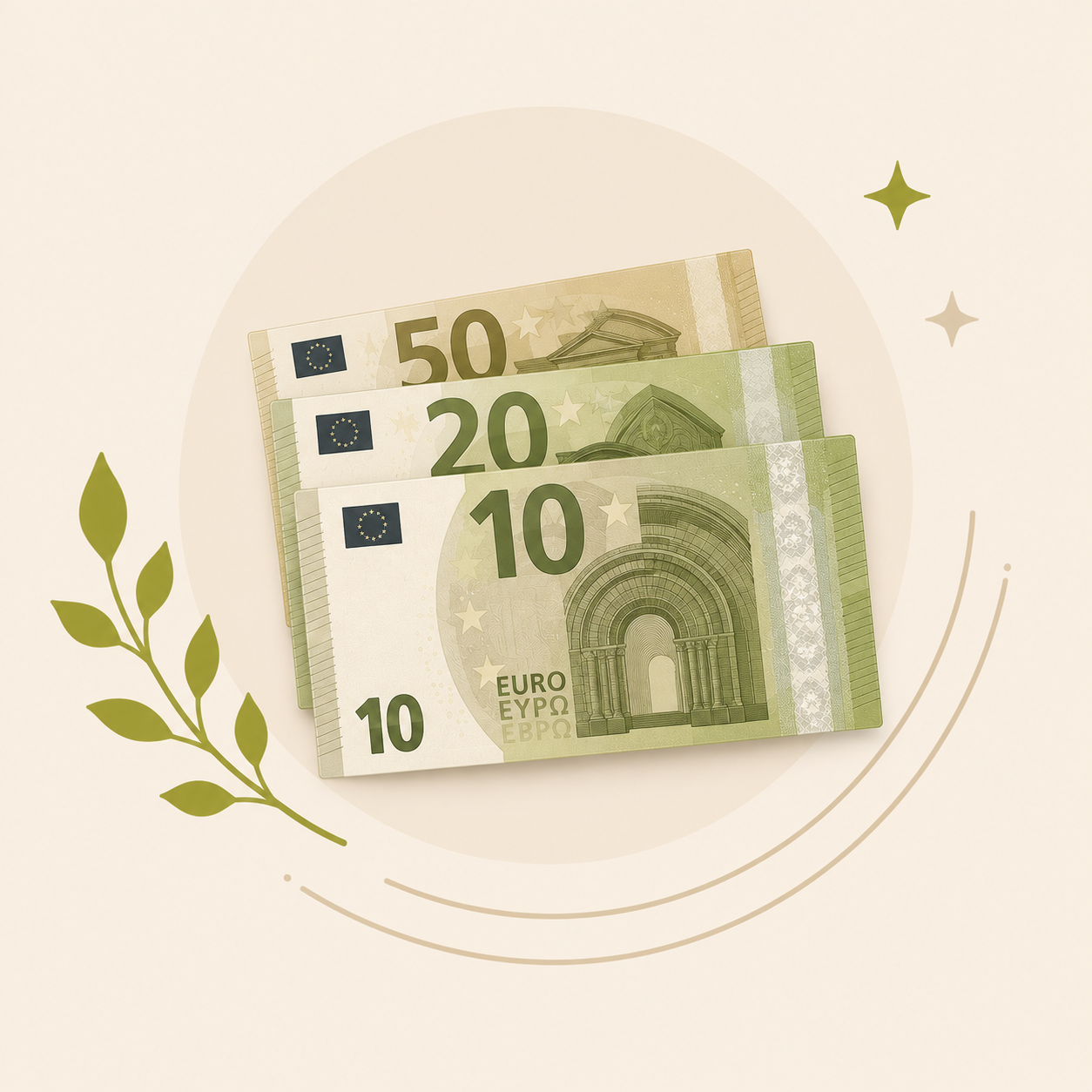 euro bank notes in a pile