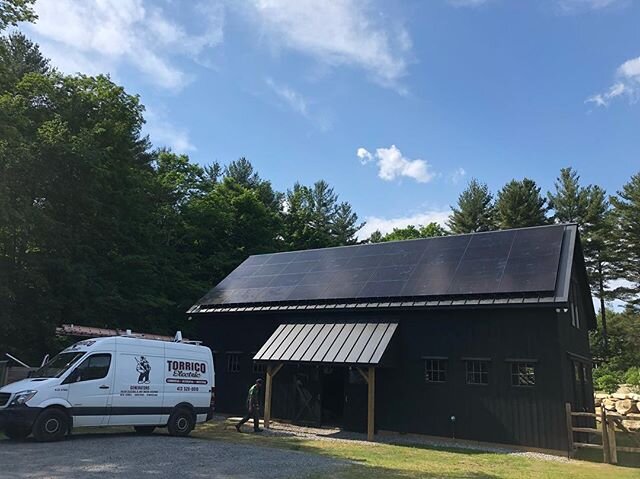 Triple black modules to match the barn! #solaria modules #solaredge inverter/optimizers #ironridge racking #grenergysolar #grenergysolarstore #intheberkshires