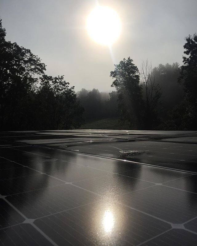 Misty morning sunrise over one of our latest installations in progress. This is for our farmer friends Amelia &amp; Will at Sky View Farm. We are very excited to finish this system and help them secure their energy needs so they can focus on their co