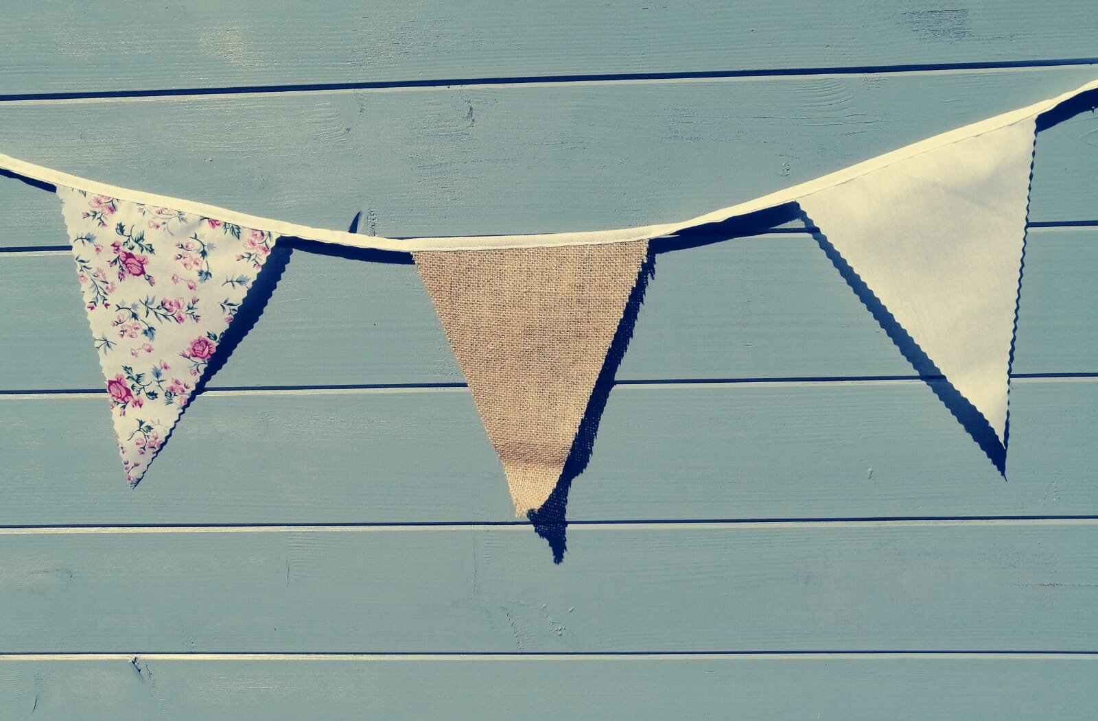 White, Floral & Hessian Bunting