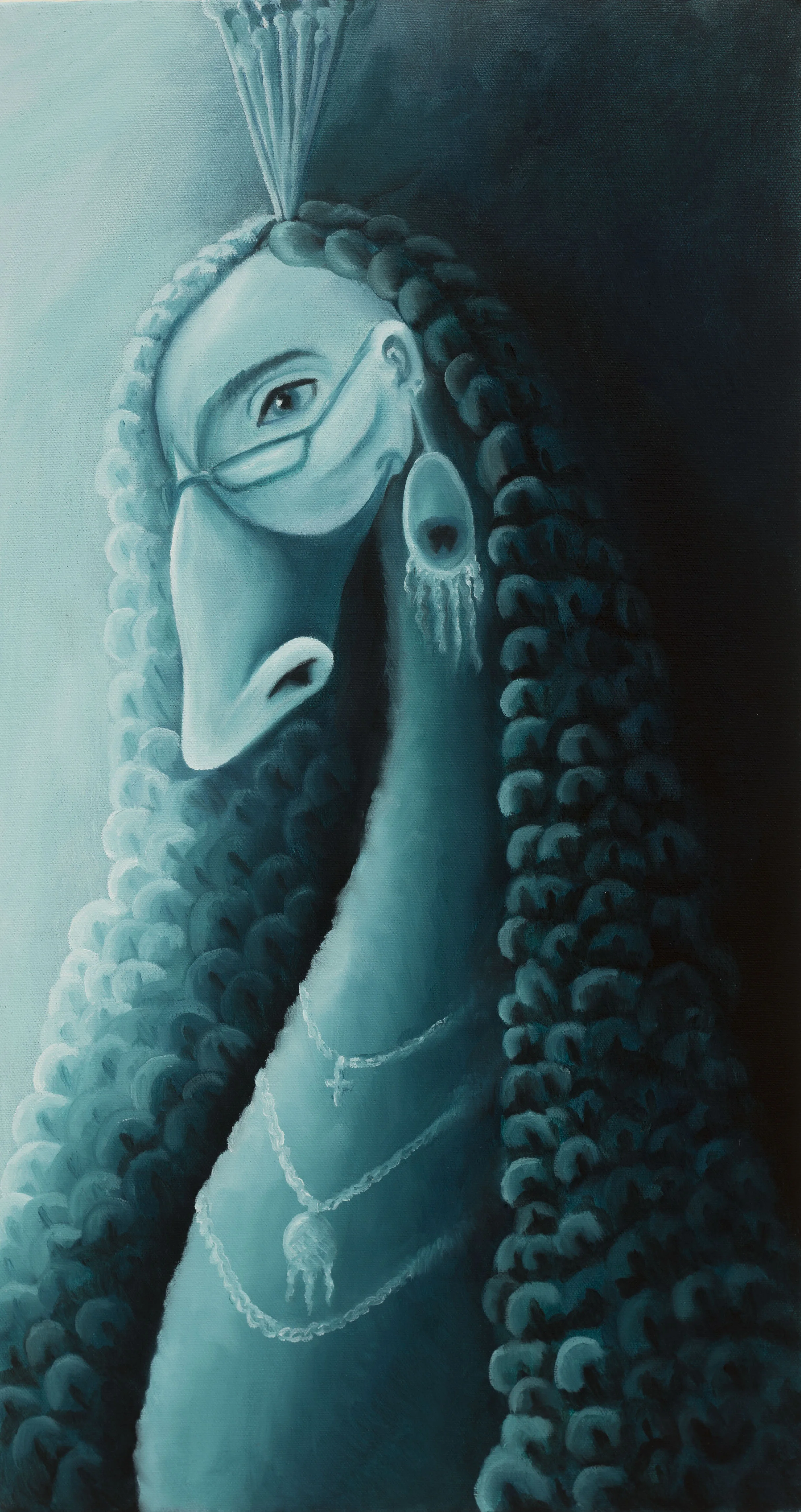 Animal Self-Portrait, Me as a Peacock - Oil Painting