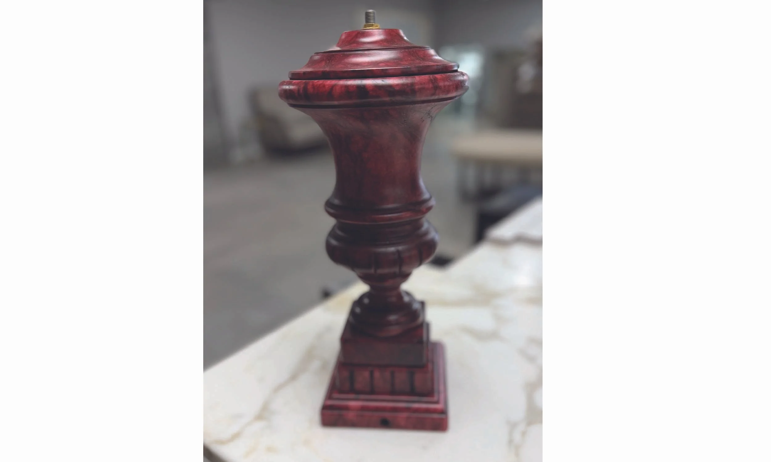 Medici Red Marble Lamp Base-Sm