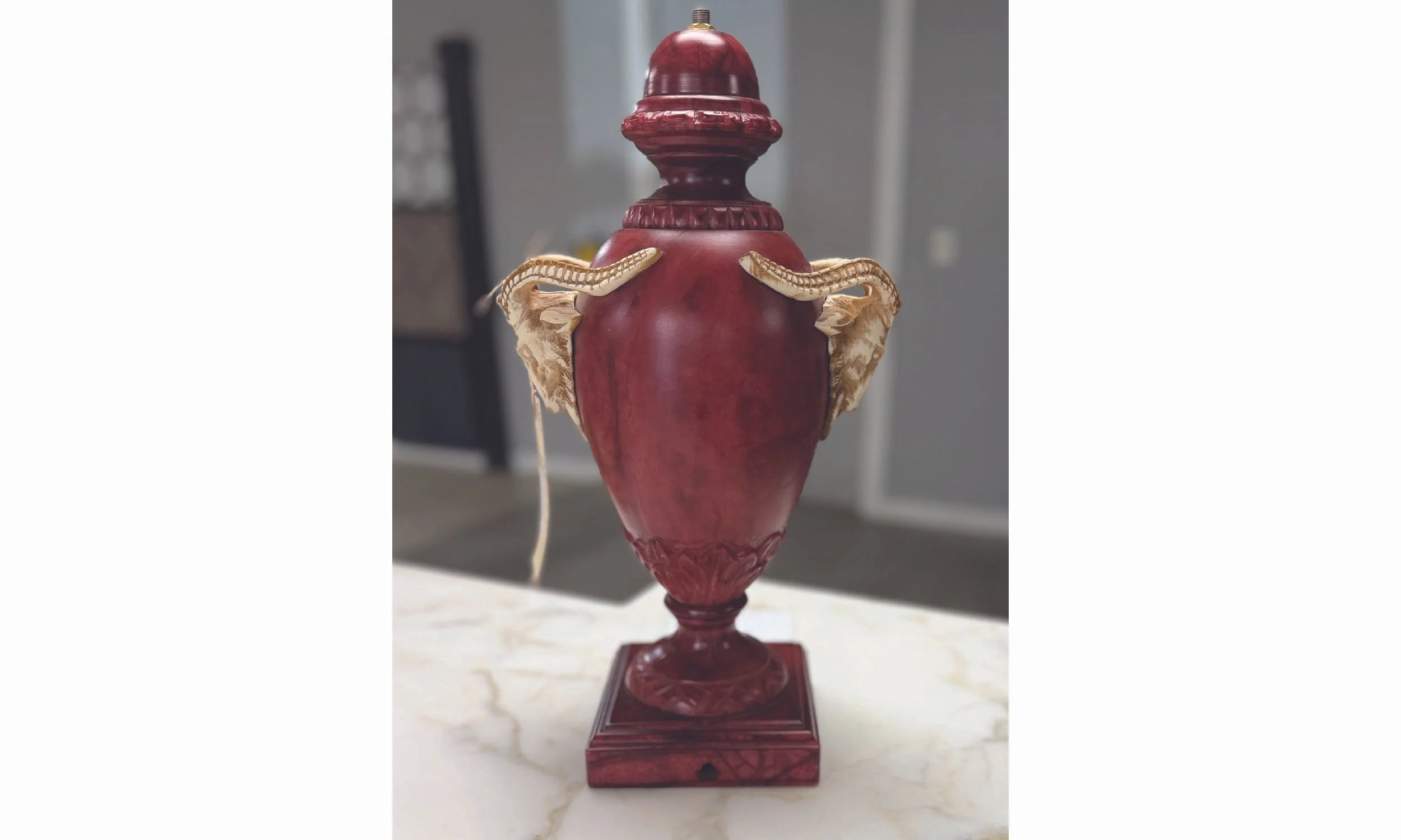 Medici Red Marble Lamp Base-Lg