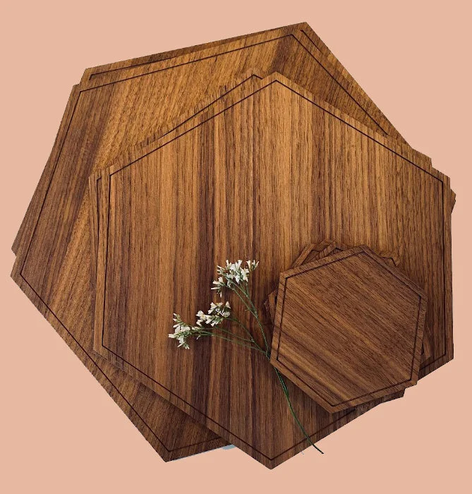 HOLZ-PLATZSETS 4er-Set  HEXAGON