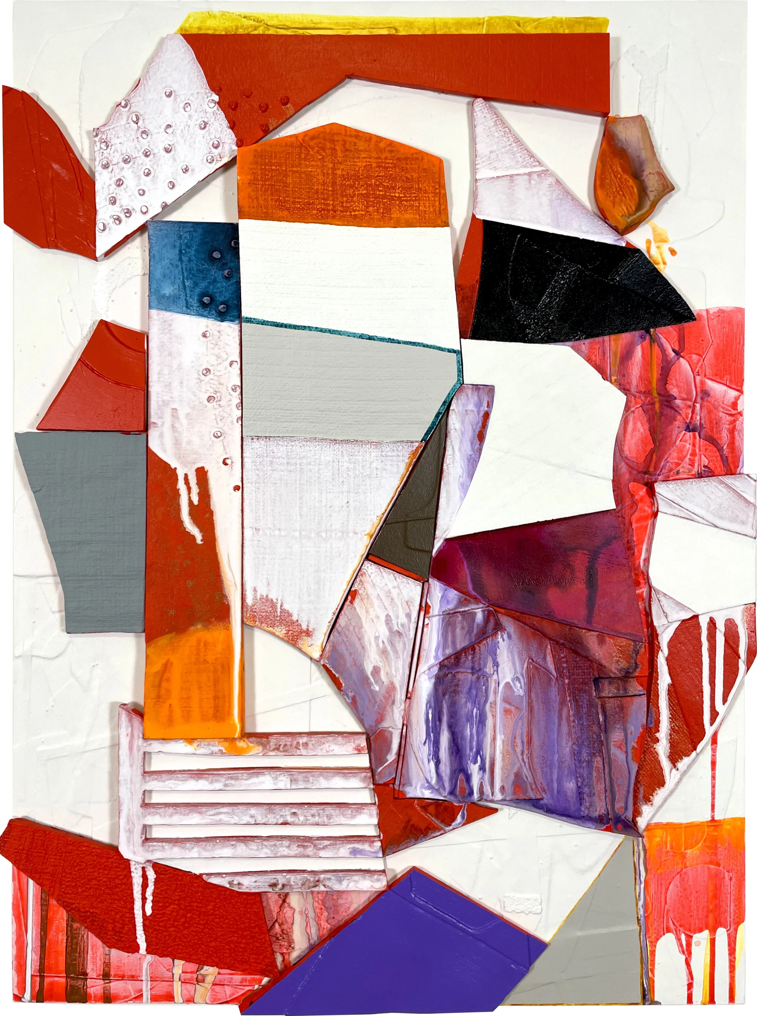 The 4th of July.  2025.  29.5" x 21.5".  Casting plaster forms, acrylic paint on wood panel.