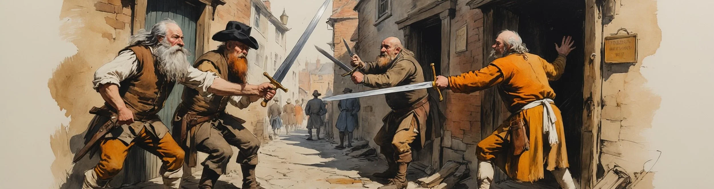 Nym and Pistol square up to Nell Quickly in Act 2 Scene 1 of Henry V.