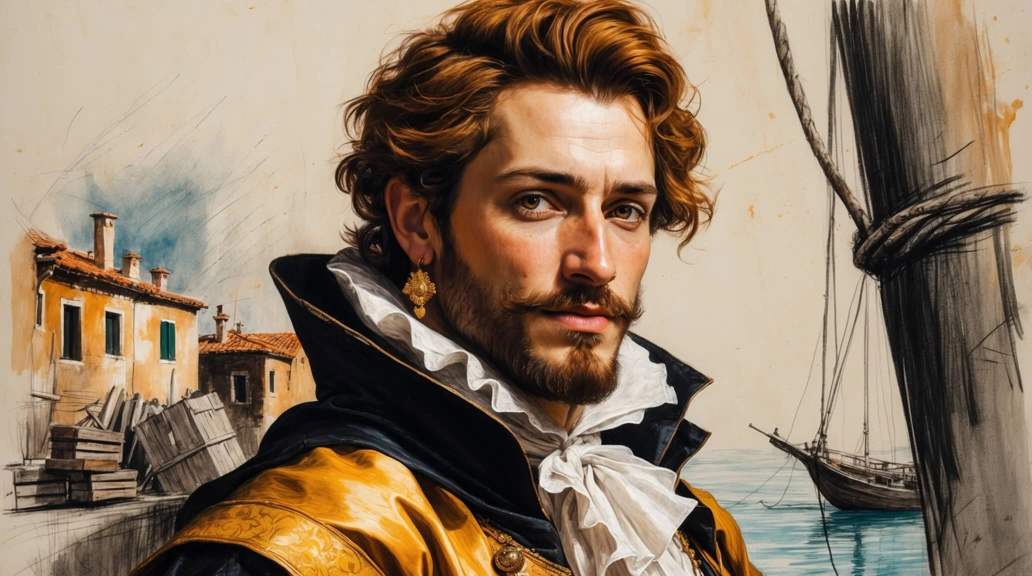 Portrait of Bassanio in The Merchant of Venice.