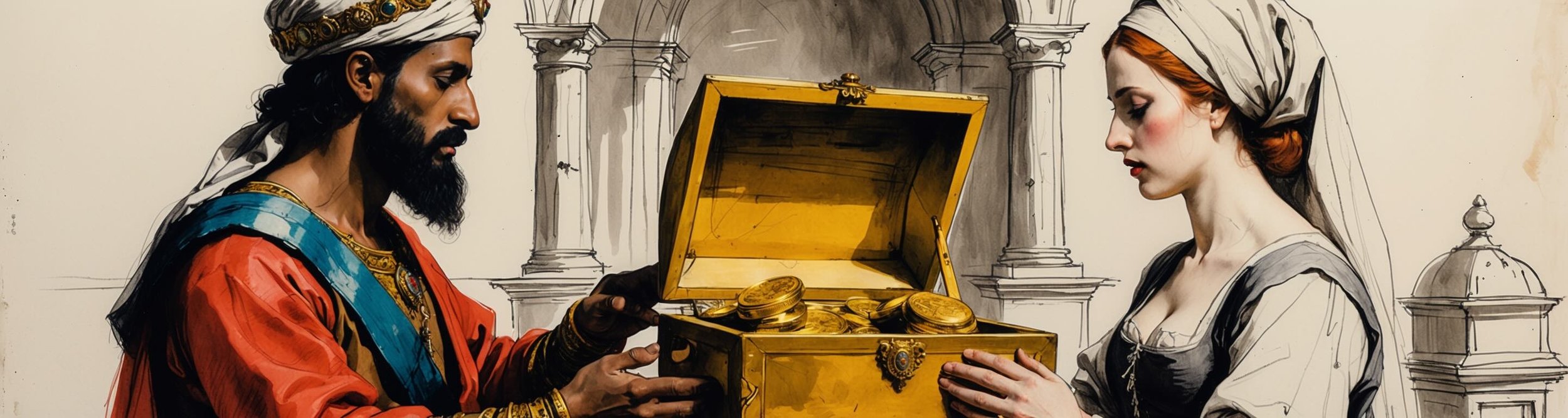 The Prince of Morocco chooses the gold casket.