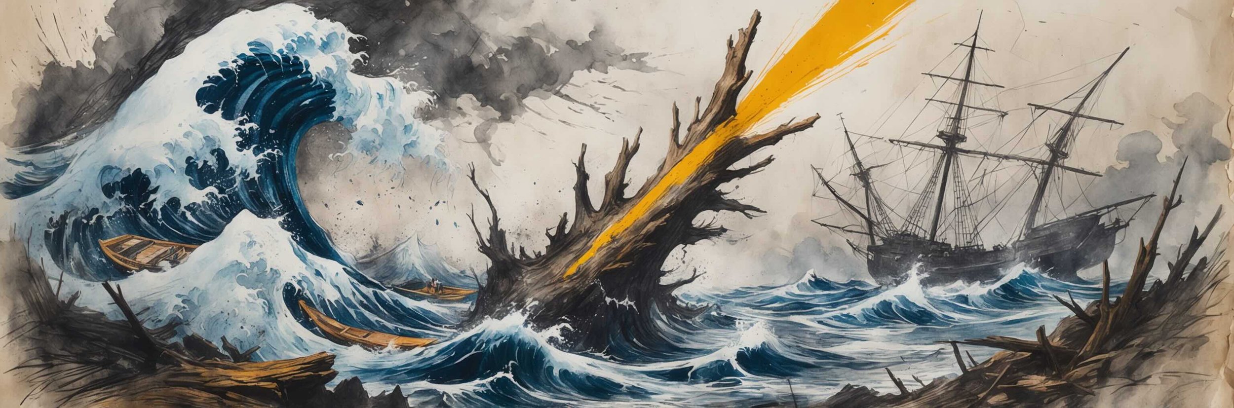 An illustration of the storm in Shakespeare's The Tempest.