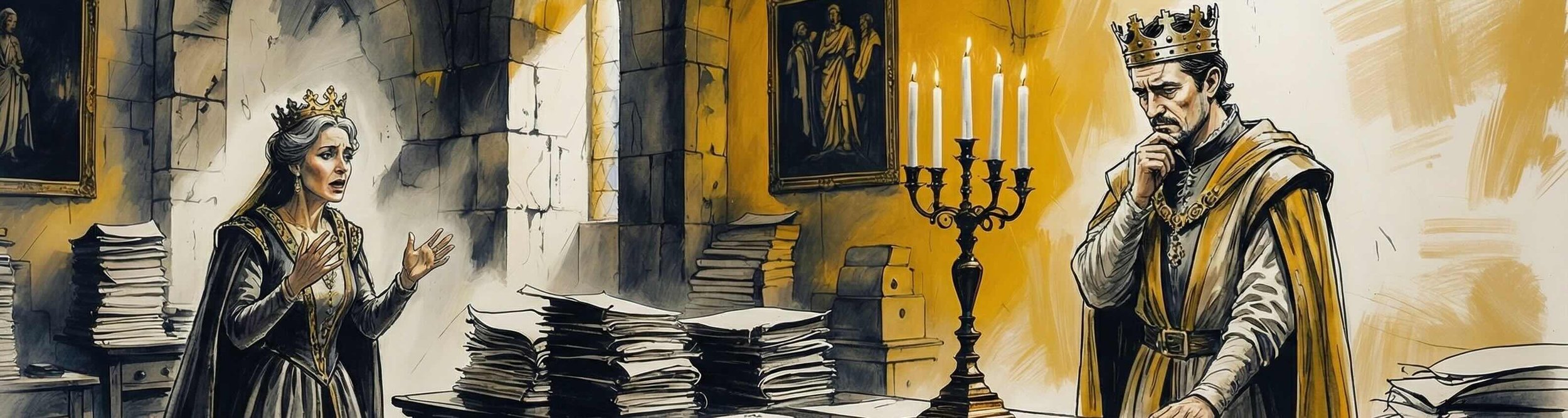 Gertrude tells Claudius that Hamlet has murdered Polonius.