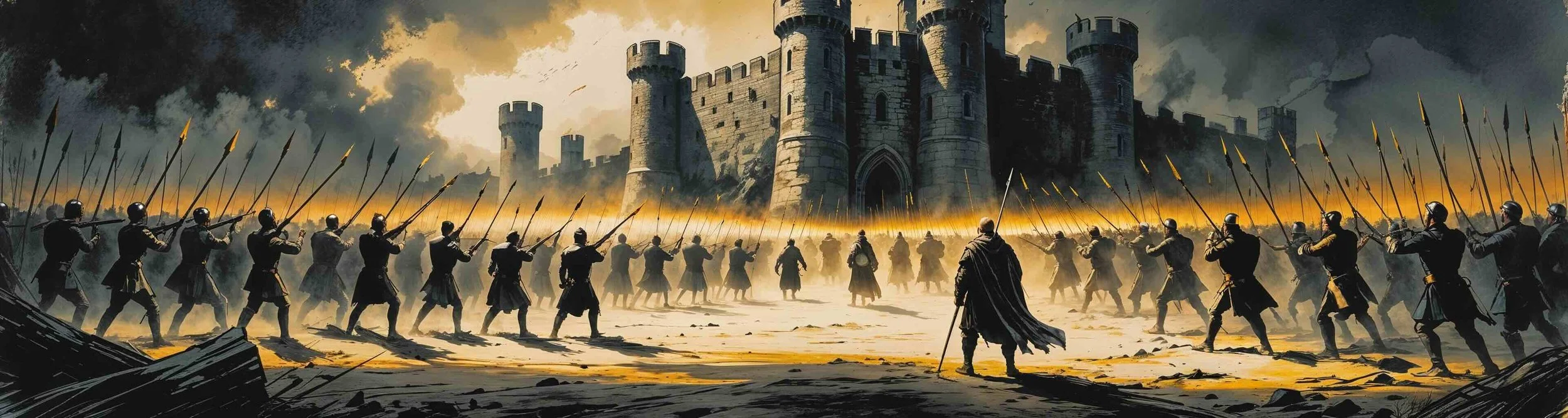 Malcolm's army arrives at Dunsinane Castle.