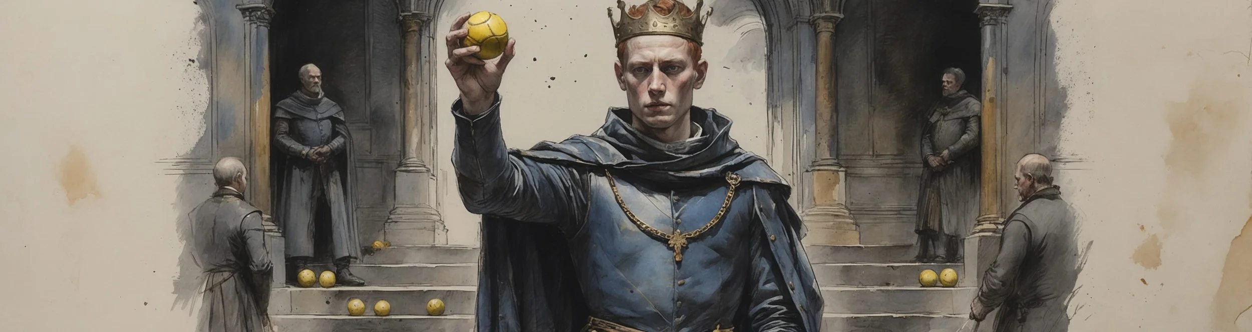 Henry V holds up a tennis ball in Act 1 Scene 2