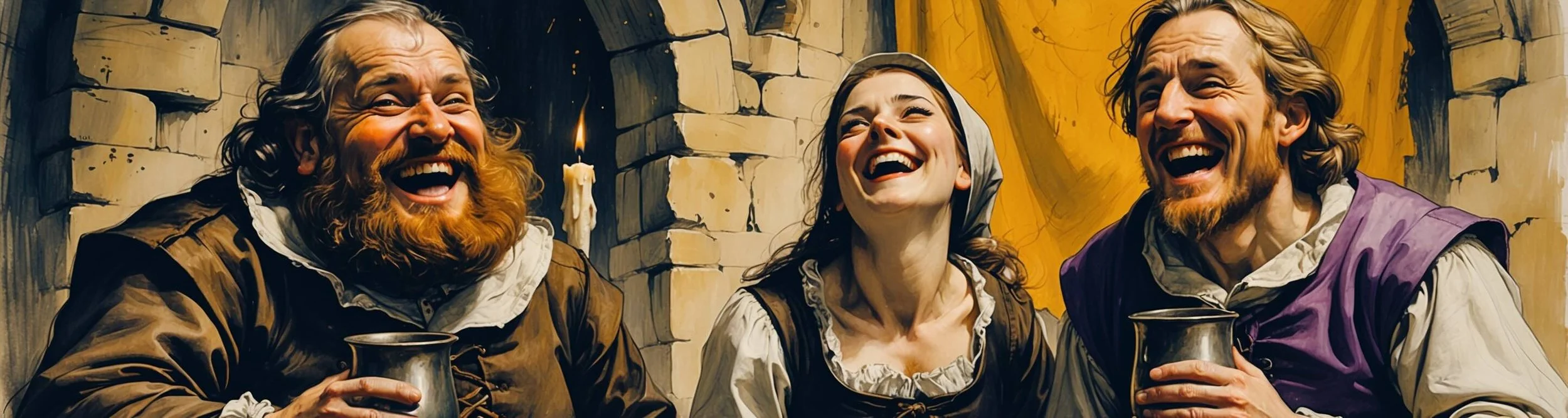 Sir Toby, Sir Andrew and Maria laugh at their plan to trick Malvolio.
