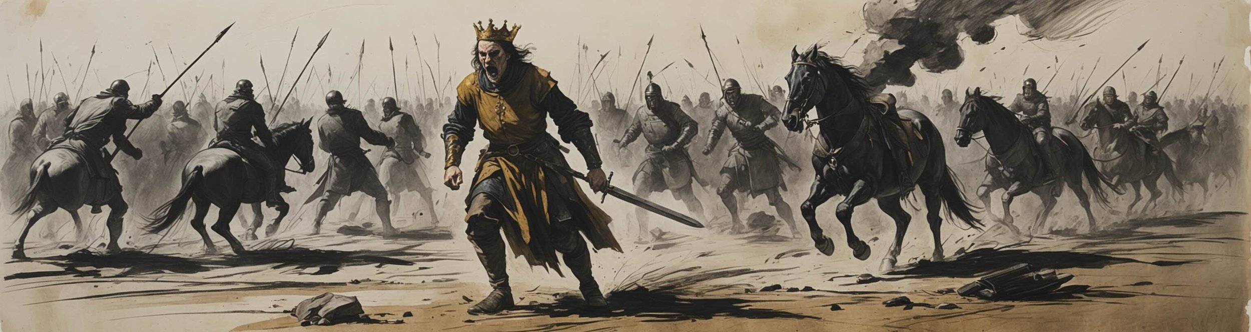 Richard yells for a horse in Act 5 Scene 4 of Shakespeare's Richard III.