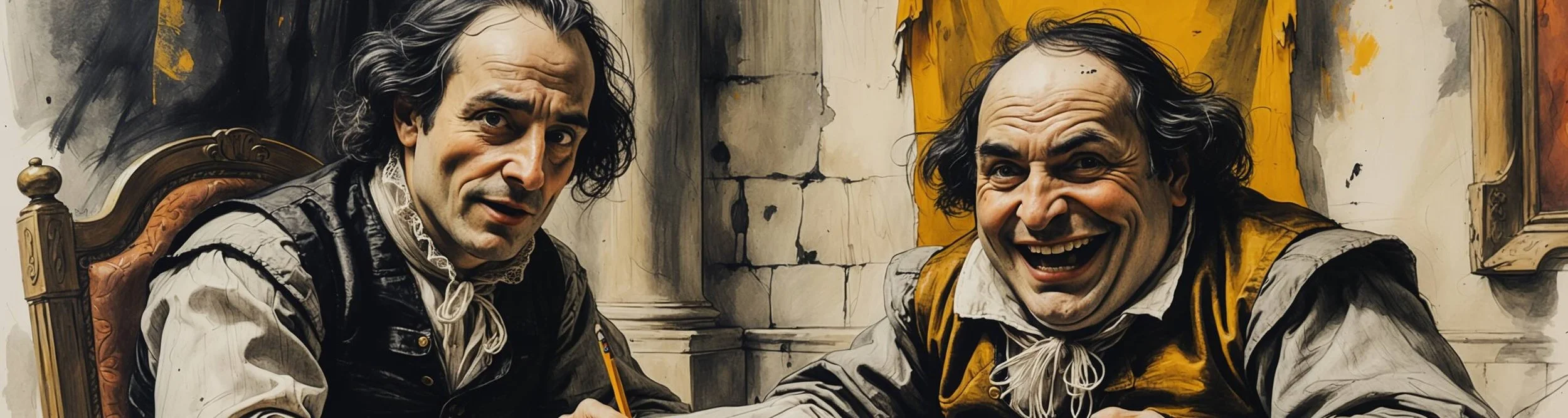 Toby goads Sir Andrew into fighting Cesario.