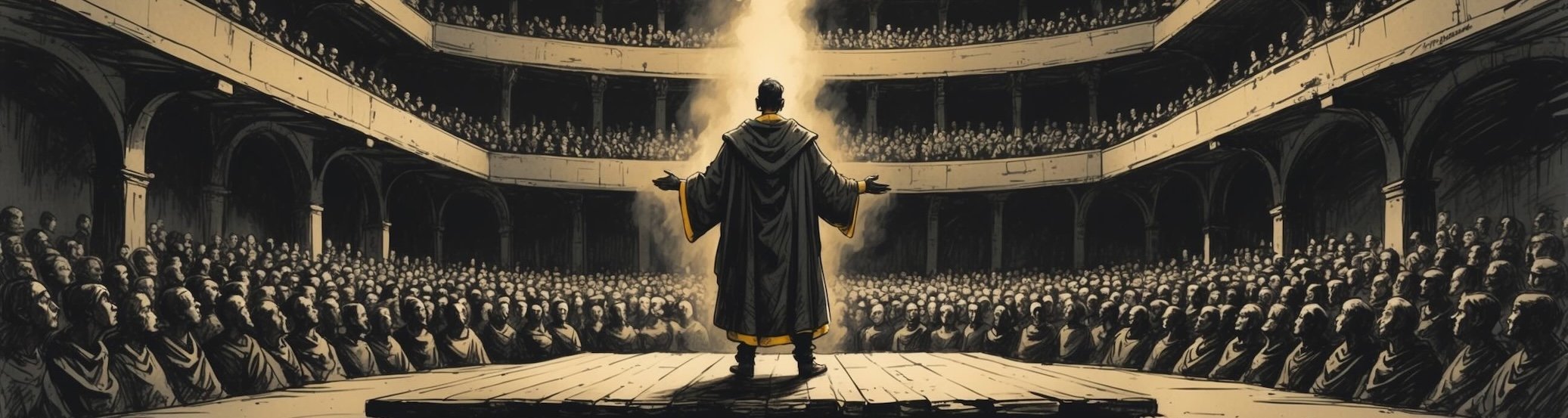 An actor delivers the Act 1 Prologue of Romeo and Juliet.