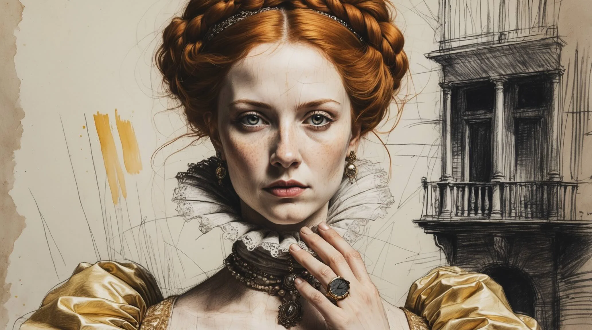 Portrait of Portia in The Merchant of Venice.