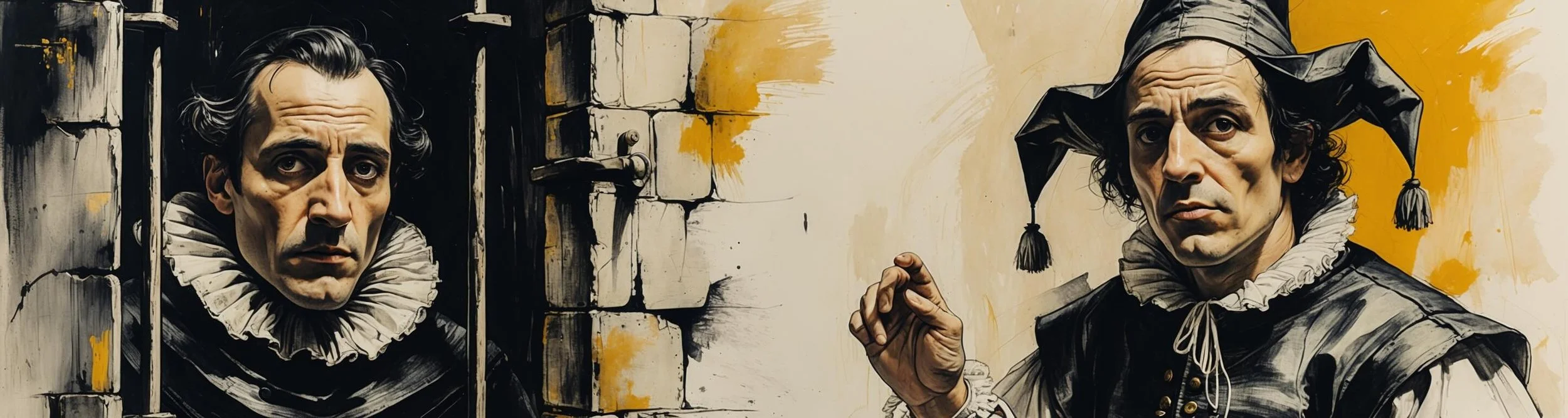 Feste mocks Malvolio in the prison cell in Twelfth Night Act 4 Scene 2.