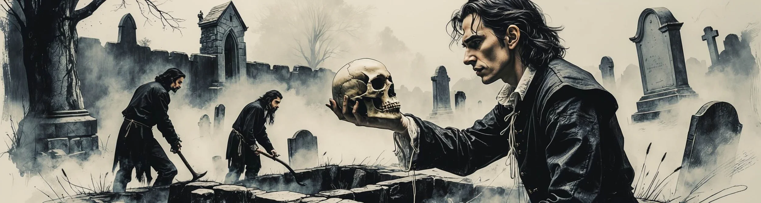 Hamlet reflects on mortality as he holds Yorick's skull.