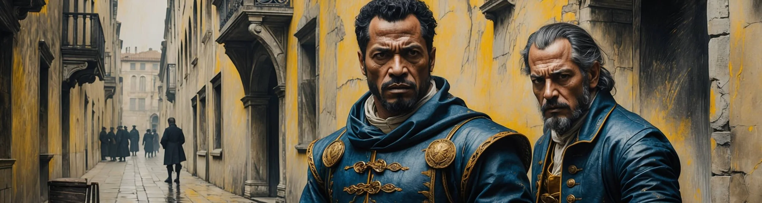 Othello and Brabantio on a street in Venice.