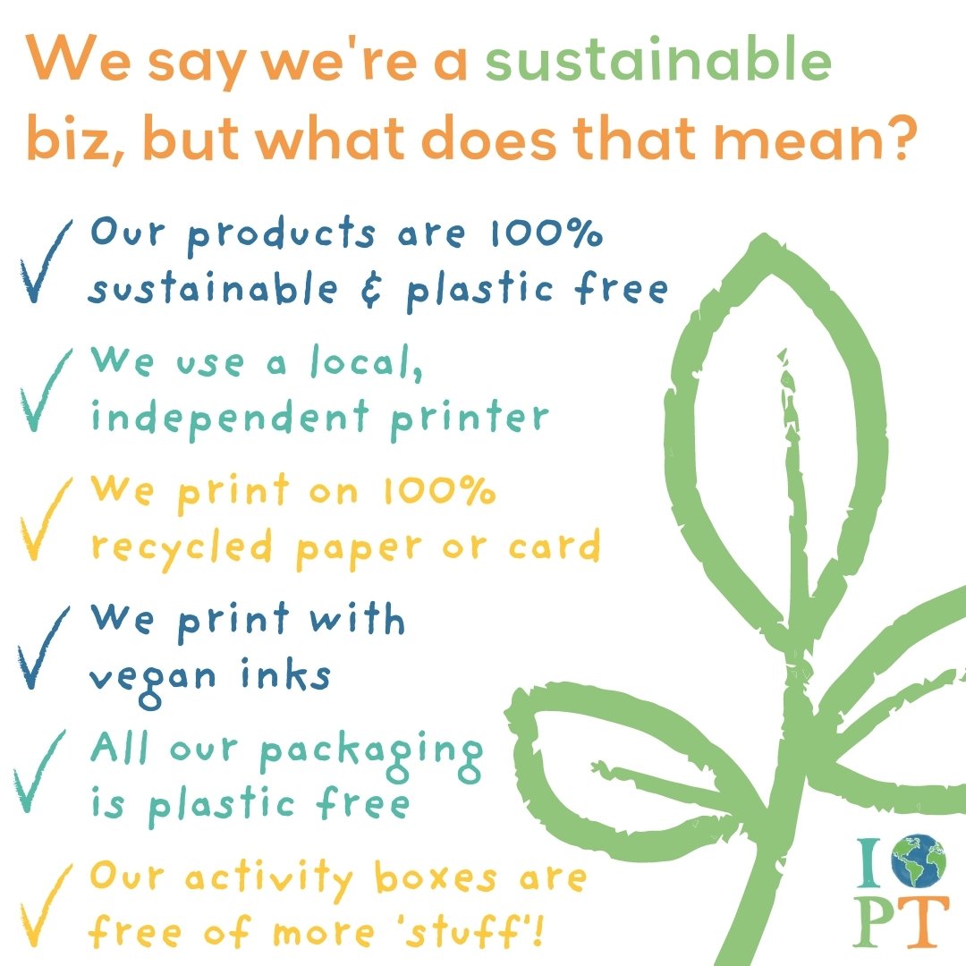 SUSTAINABLE 🌱 Here at It's Our Planet Too we talk a lot about inspiring children to love our environment, so it's incredibly important we practice what we preach. 

We are committed to sustainable practices, ethical products, minimal waste and havin