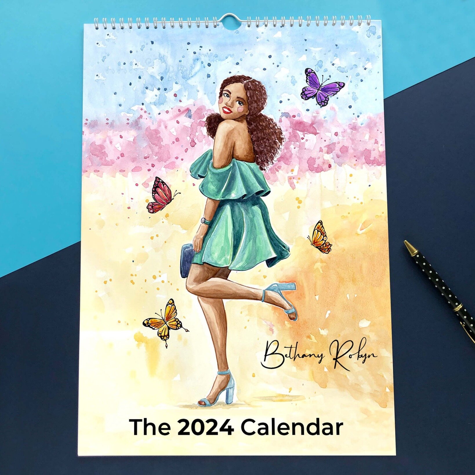 My 2024 Calendar is finally ready for pre-order! 
A few weeks ago I wasn't sure I'd actually have time to finish it before the new year, due to pesky work getting in the way, but I am so glad (and relieved) to say it is ready! I think Tish, my August