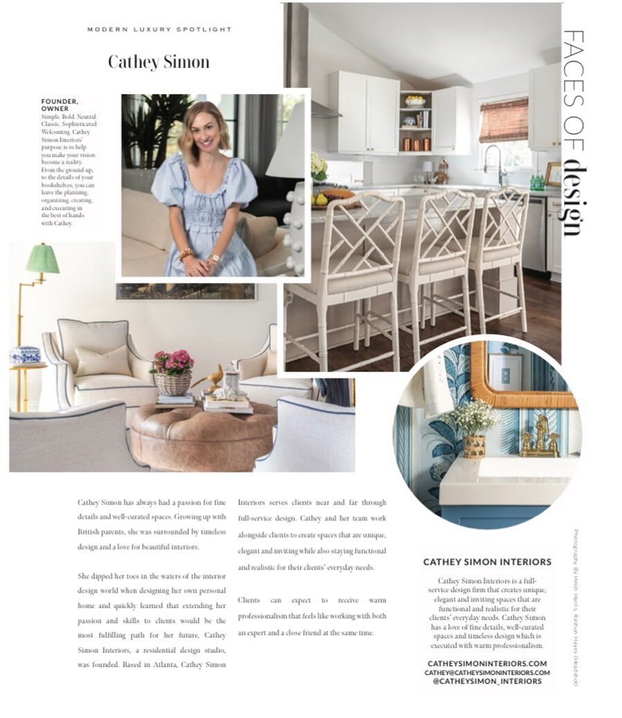 In the best of company! Modern Luxury Faces of Design 2022 ✨

Honored to be included @mlinteriorsatl 
#catheysimoninteriors #facesofdesign
