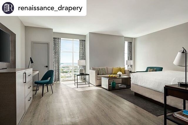 Rich accent tones, soft textures, beautifully diffused natural light. We're wild about this @renaissance_drapery custom pattern called &quot;One Line at a Time,&quot; at the Hotel Alba in Tampa. Please reach out to us for more details about this patt