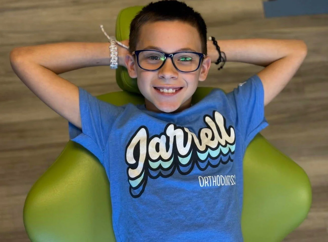 child relaxing in a dental chair