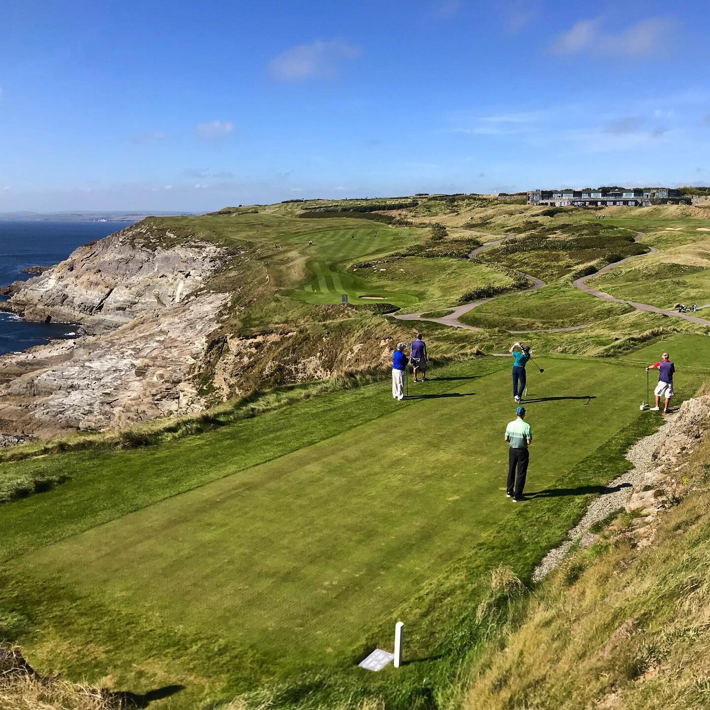 TGC GOLF ADVENTURE:  SW Ireland 2019, driving off 18 at the Old Head
