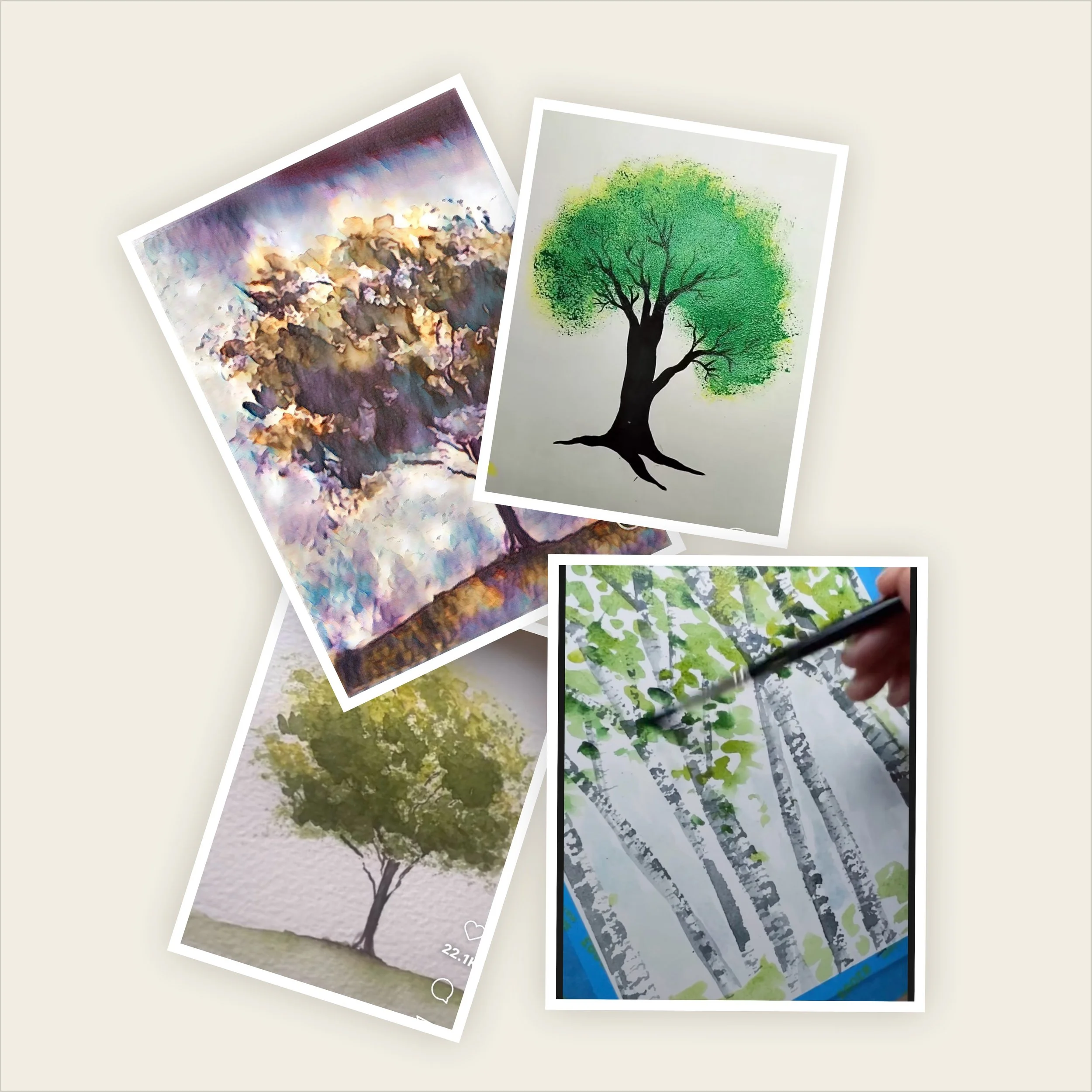 Learn Along - Watercolor Tree Cards (Easy)!