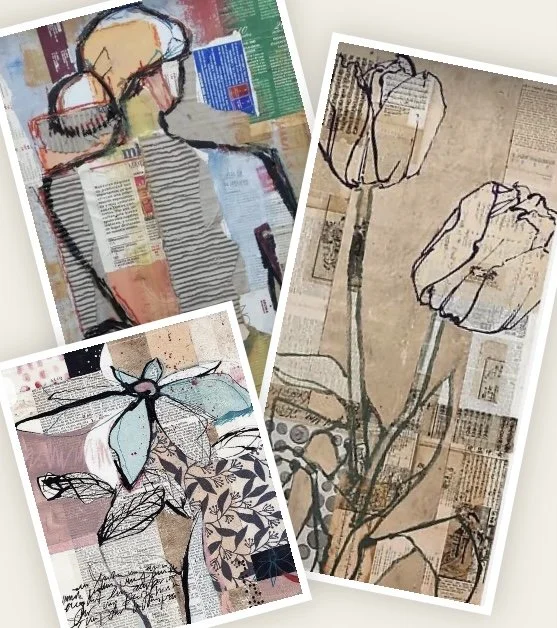 Simple Subjects on Paper Collage - Acrylics Class