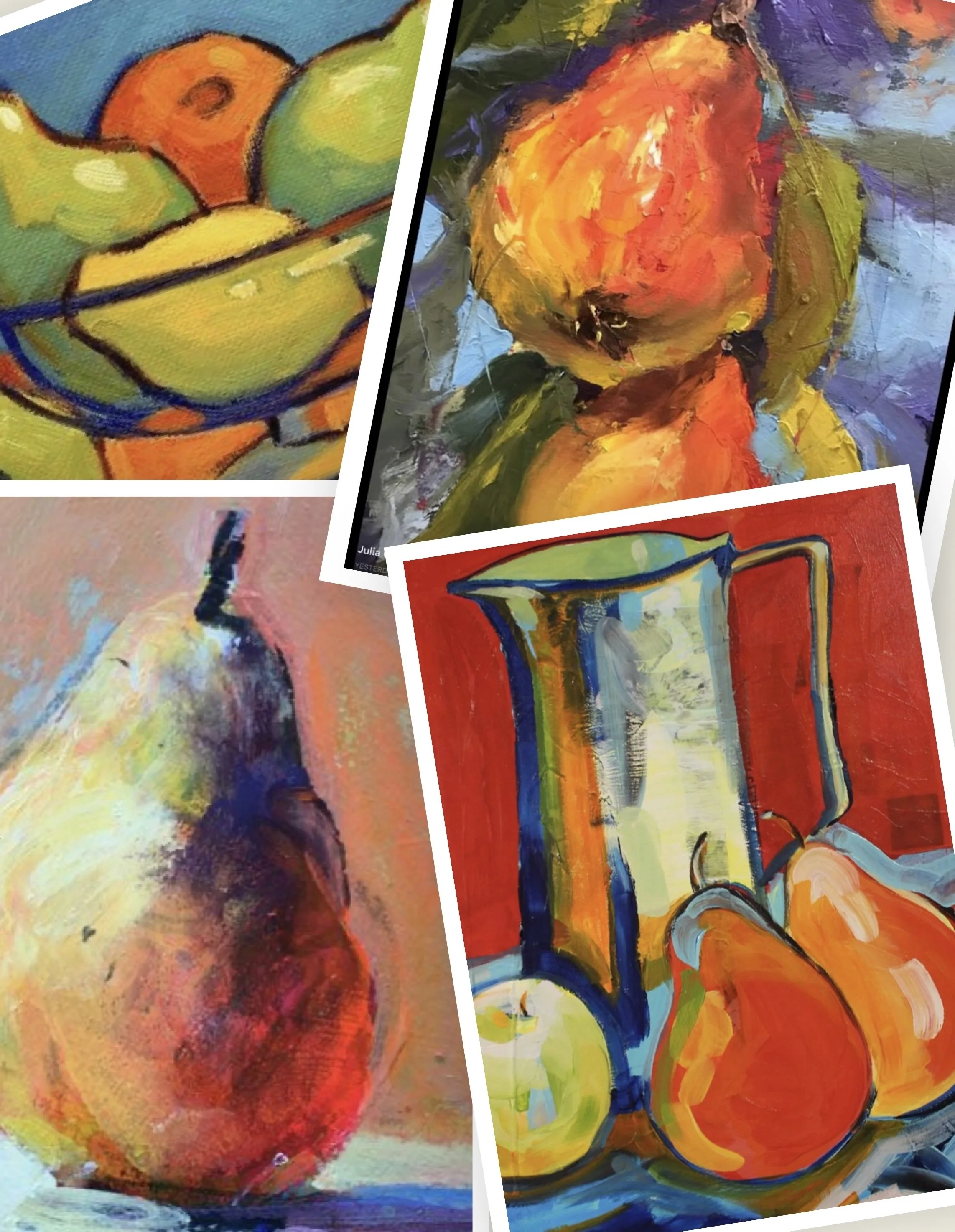 Pears in Textured Acrylics Painting Class