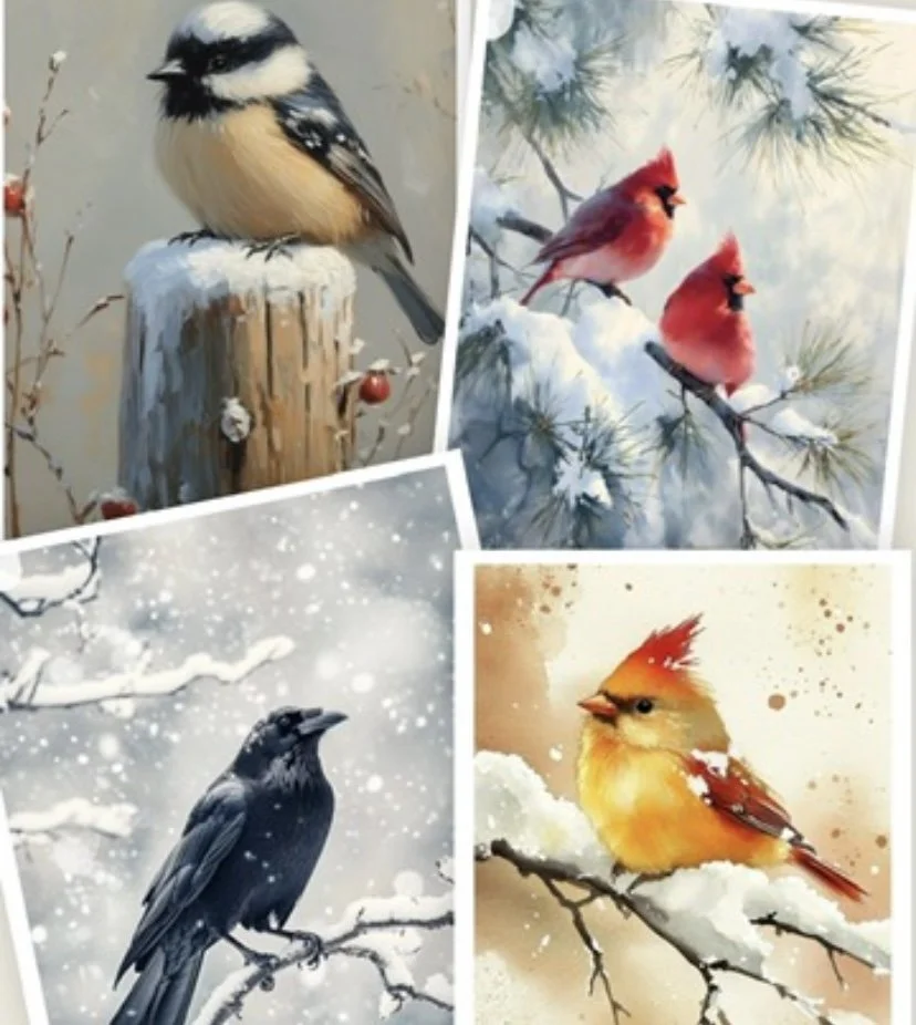 Winter Birds - Acrylics, afternoon class