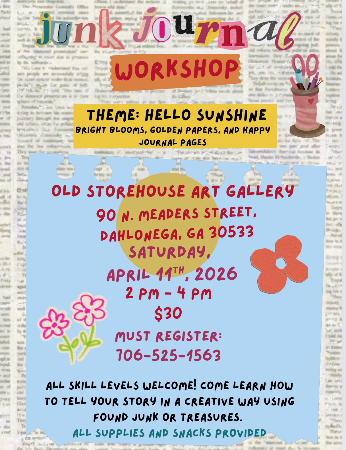 JUNK JOURNAL WORKSHOP - HELLO SUNSHINE!
