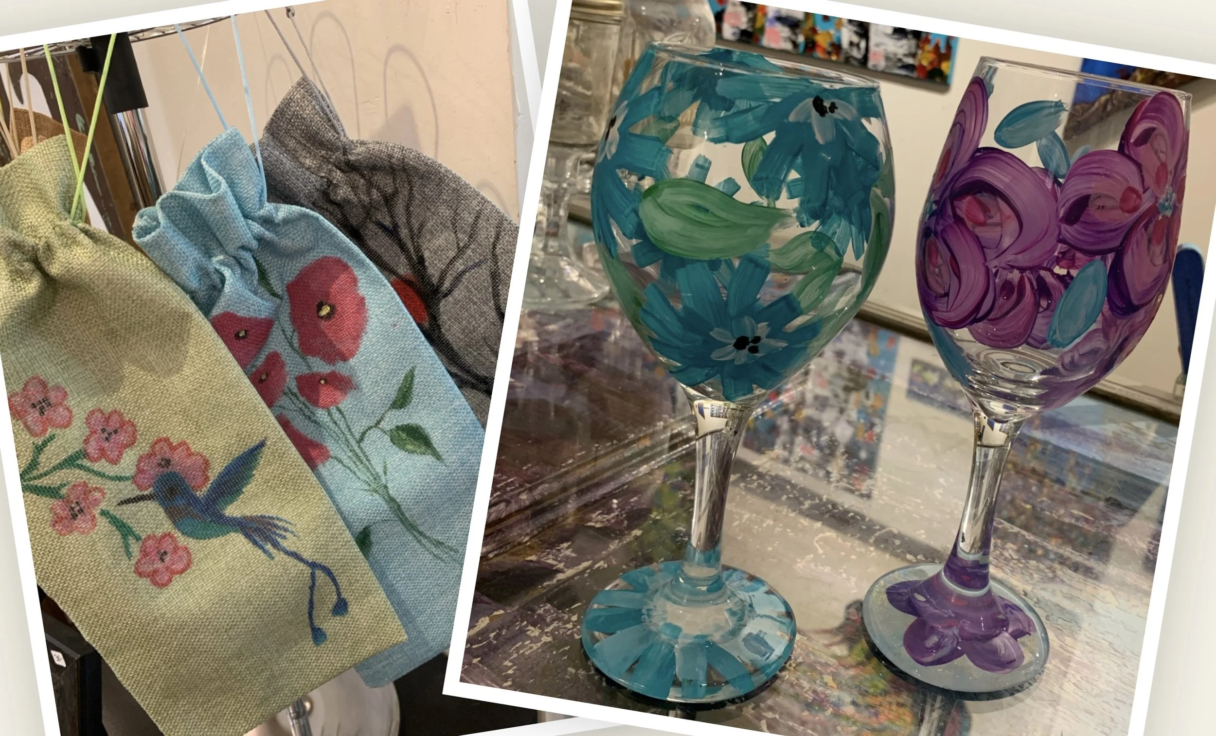 Paint a Wineglass and a Bottle Bag!