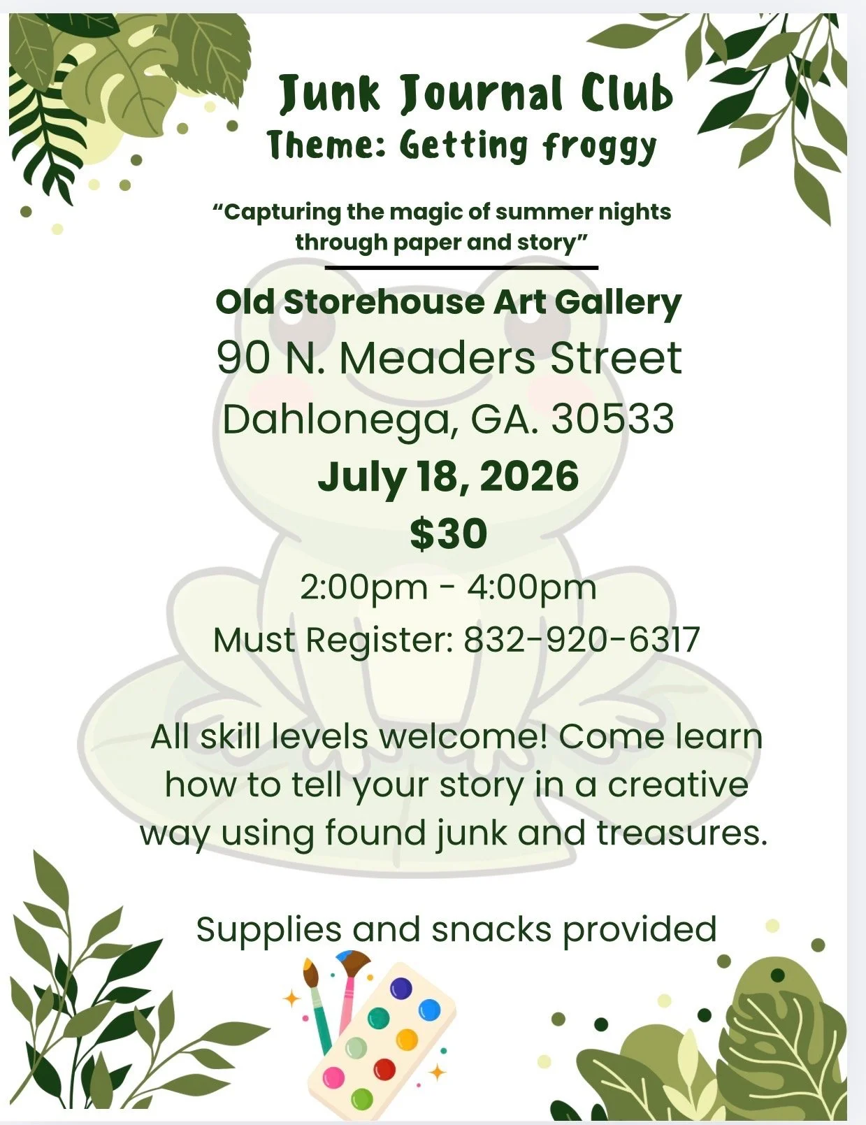 Junk Journaling Club &amp; Class - Gettin’ Froggy