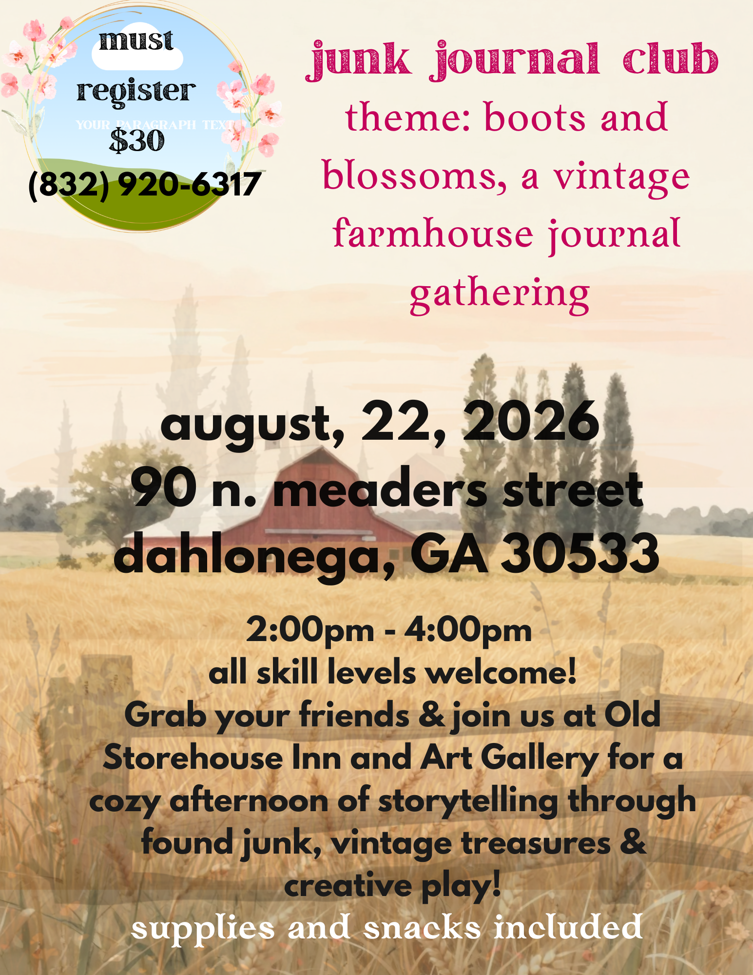 Junk Journal Club - Boot &amp; Blossoms, A Vintage Farmhouse Journal Gathering