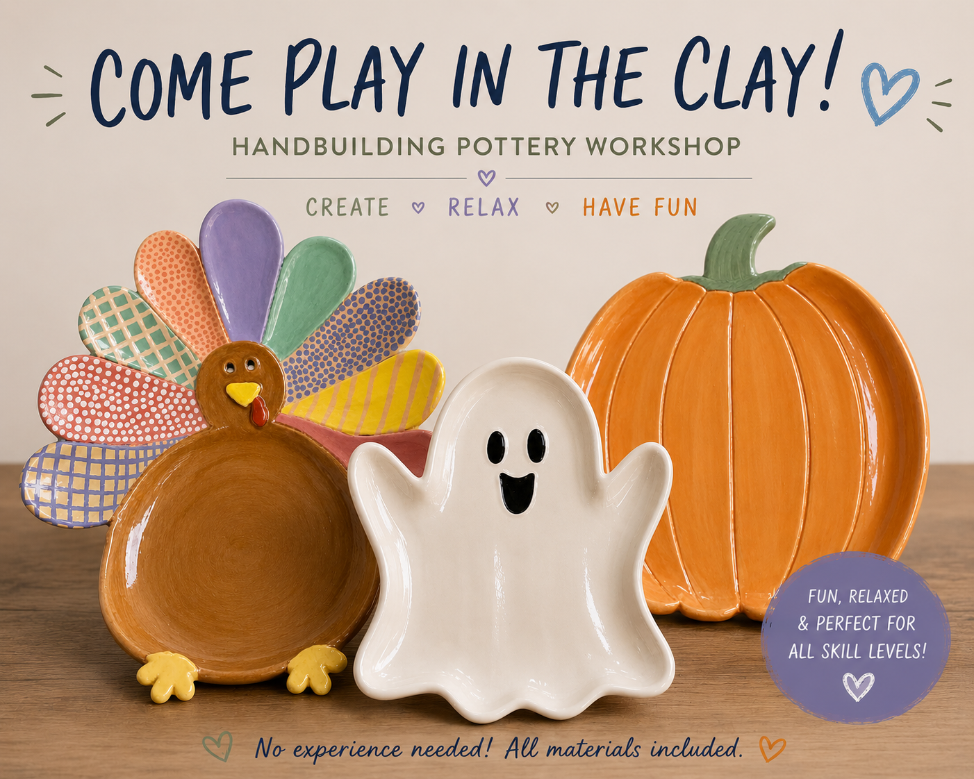 Come Play in the Clay - Handbuilding Classes (Morning & Afternoon class times)