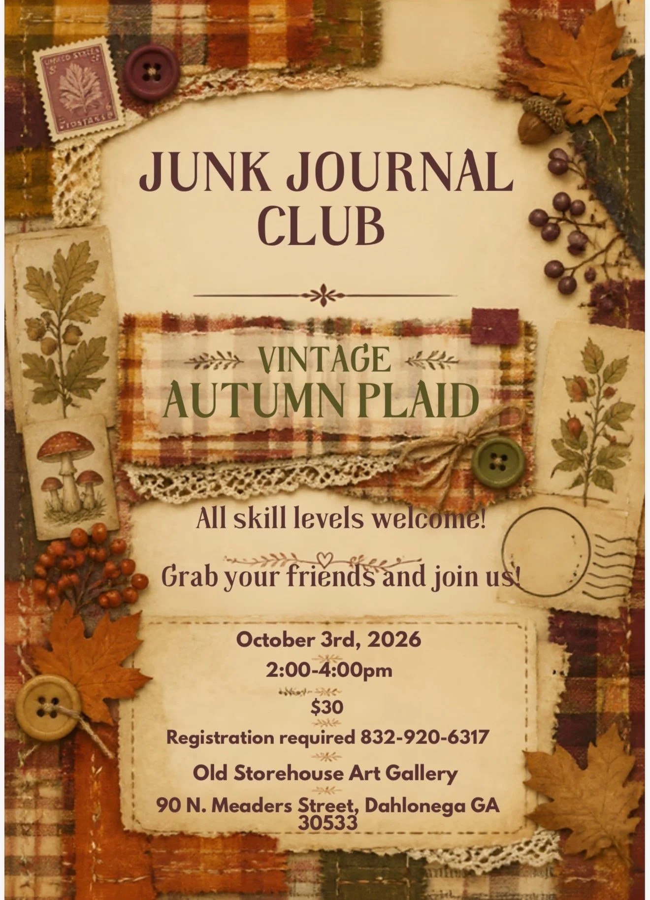 Junk Journaling Club - Vintage Autumn Plaid